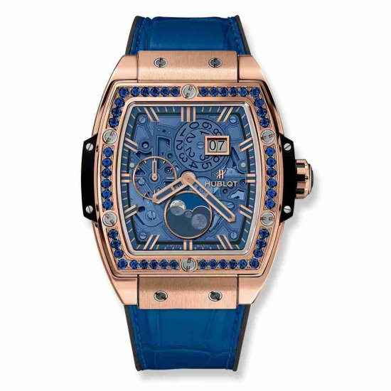 Swiss Replica Hublot Spirit Of Big Bang Moonphase King Gold Dark Blue 42mm 647.OX.5181.LR.1201 - Click Image to Close