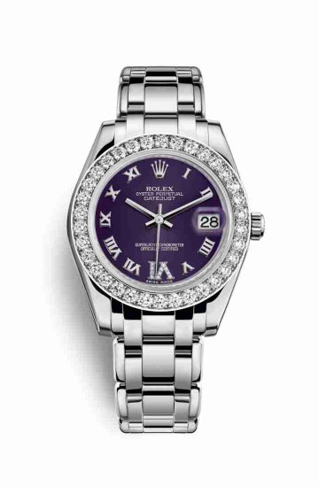 Swiss Replica Rolex Pearlmaster 34 81299 Purple diamonds Watch - Click Image to Close