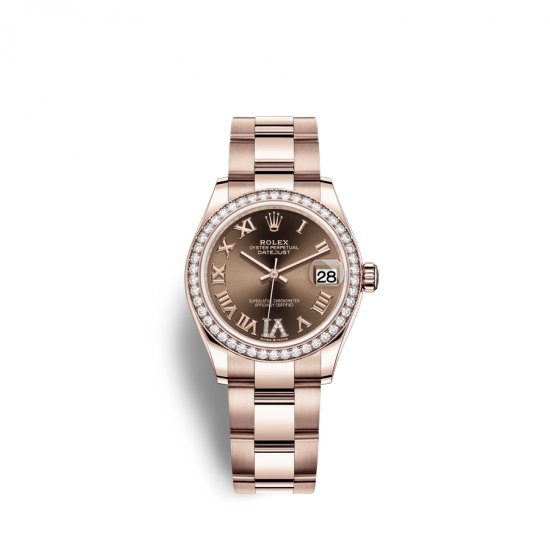 Fake Rolex Datejust 31 18 ct Everose gold M278285RBR-0015 Chocolate set with diamonds Dial Watch - Click Image to Close