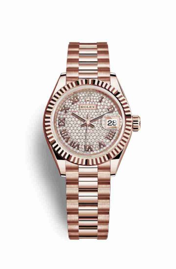 Swiss Replica Rolex Datejust 28 Everose gold Diamond-paved Dial m279175-0023 - Click Image to Close