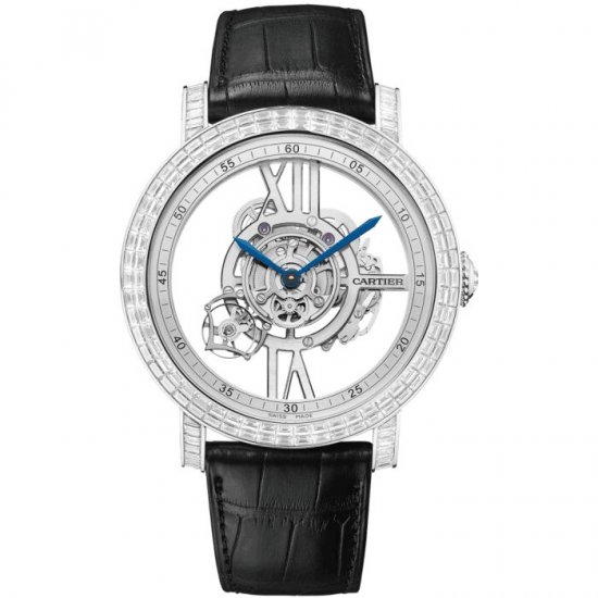 Copy Cartier Rotonde de Cartier Astrotourbillon Skeleton HPI00940 Platinum Watch - Click Image to Close