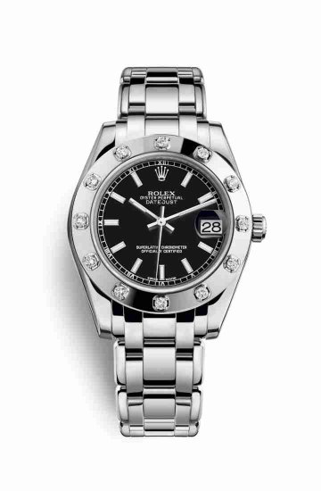 Swiss Replica Rolex Pearlmaster 34 81319 Black Dial Watch - Click Image to Close