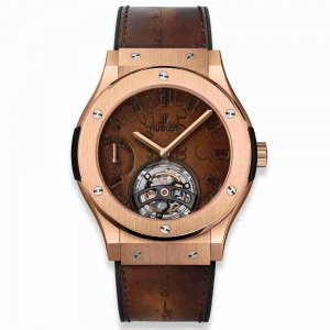 Swiss Replica Hublot Classic Fusion Tourbillon Power Reserve 5 Days Berluti Scritto King Gold 45mm 505.OX.0500.VR.BER17