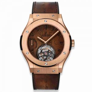 Swiss Replica Hublot Classic Fusion Tourbillon Power Reserve 5 Days Berluti Scritto King Gold 45mm 505.OX.0500.VR.BER17