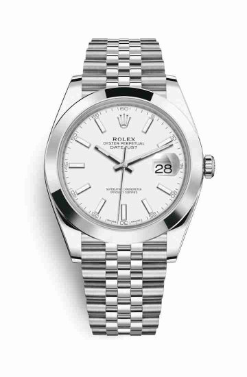 Swiss Replica Rolex Datejust 41 Oystersteel 126300 White Dial Watch - Click Image to Close