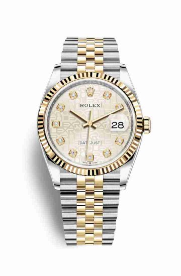 Swiss Replica Rolex Datejust 36 Yellow 126233 Silver Jubilee diamonds Watch - Click Image to Close