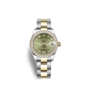 Fake Rolex Datejust 31 Oystersteel 18 ct yellow gold M278383RBR-0015 Olive green set with diamonds Dial Watch