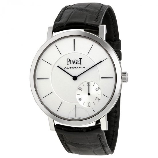 Fake Piaget Altiplano Automatic Silver Dial Black Leather Men's Watch - Click Image to Close