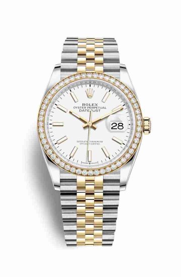 Swiss Replica Rolex Datejust 36 Yellow 126283RBR White Dial Watch - Click Image to Close