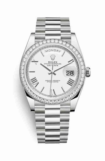 Swiss Replica Rolex Day-Date 40 228349RBR White Dial Watch - Click Image to Close