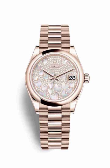 Swiss Replica Rolex Datejust 31 Everose gold 278245 Paved mother-of-pearl butterfly Dial Watch - Click Image to Close