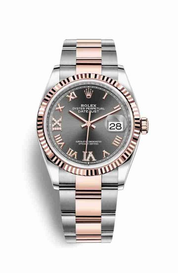 Swiss Replica Rolex Datejust 36 Everose gold 126231 Dark rhodium diamonds Watch - Click Image to Close