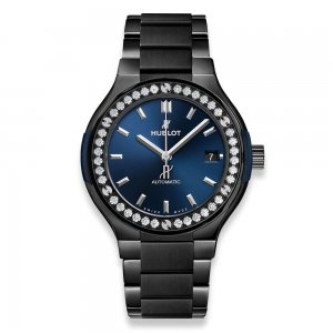 Copy Hublot Classic Fusion Ceramic Blue Bracelet Diamonds