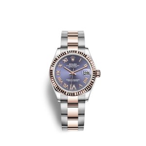 Fake Rolex Datejust 31 Oystersteel 18 ct Everose gold M278271-0019 Aubergine set with diamonds Dial Watch