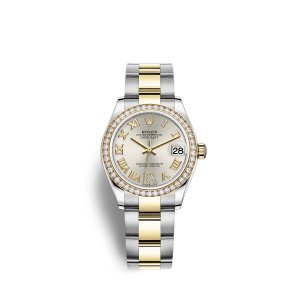 Fake Rolex Datejust 31 Oystersteel 18 ct yellow gold M278383RBR-0003 Silver set with diamonds Dial Watch