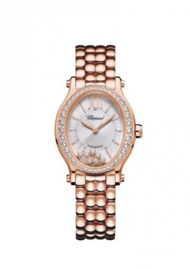 Copy Chopard Happy Sport Oval 18K Rose Gold And Diamonds Watch - Click Image to Close