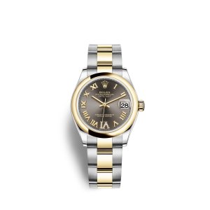 Fake Rolex Datejust 31 Oystersteel 18 ct yellow gold M278243-0017 Dark grey set with diamonds Dial Watch