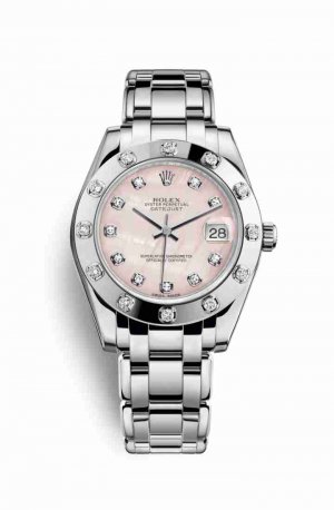 Swiss Replica Rolex Pearlmaster 34 81319 Pink mother-of-pearl diamonds Watch