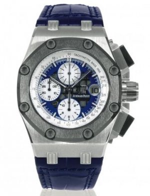 Audemars Piguet Blue Dial Crocodile Leather Strap Men's Chronogr