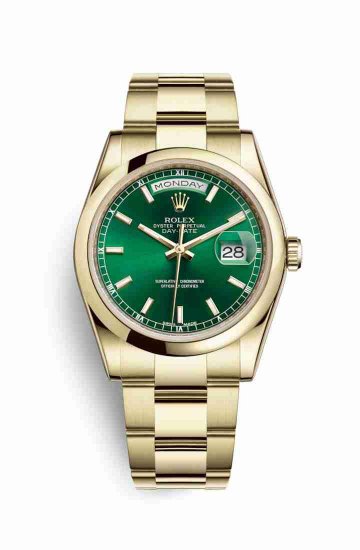 Swiss Replica Rolex Day-Date 36 118208 Green Dial Watch - Click Image to Close