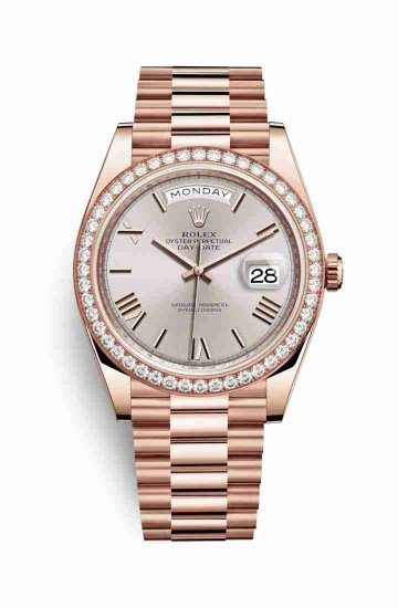 Swiss Replica Rolex Day-Date 40 Everose gold 228345RBR Sundust Dial Watch - Click Image to Close