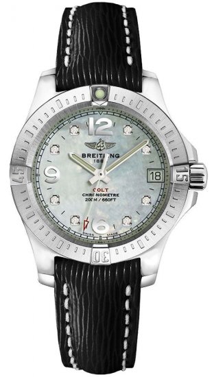 Fake Breitling A7738811/A769/208X/A14BA.1 Colt Lady Sahara Leather Strap Tang Watch - Click Image to Close