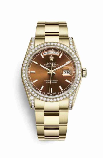 Swiss Replica Rolex Day-Date 36 118388 Cognac Dial Watch - Click Image to Close