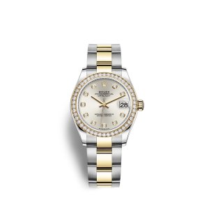 Fake Rolex Datejust 31 Oystersteel 18 ct yellow gold M278383RBR-0019 Silver set with diamonds Dial Watch