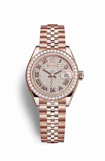 Swiss Replica Rolex Datejust 28 Everose gold 279135RBR Diamond-paved Dial Watch - Click Image to Close