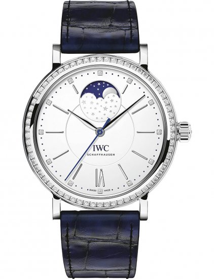 Swiss Replica IWC Portofino Automatic Silver Diamond Dial Mens IW459008 Watch - Click Image to Close