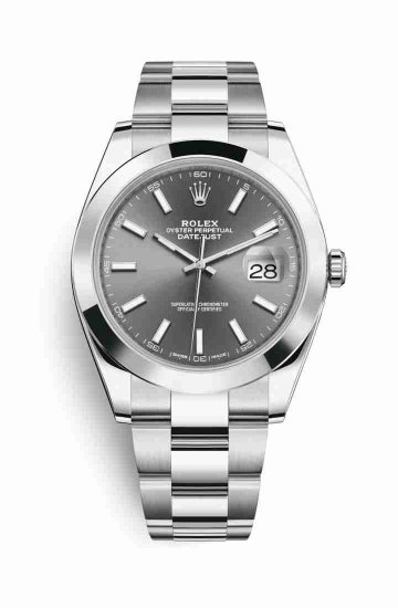 Swiss Replica Rolex Datejust 41 Oystersteel 126300 Dark rhodium Dial Watch - Click Image to Close