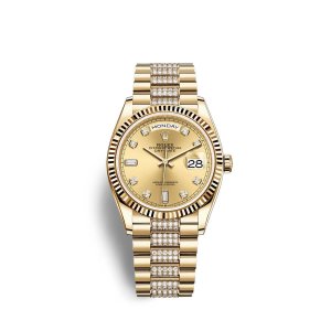 Fake Rolex Day-Date 36 18 ct yellow gold M128238-0026 Champagne-colour set with diamonds Dial Watch