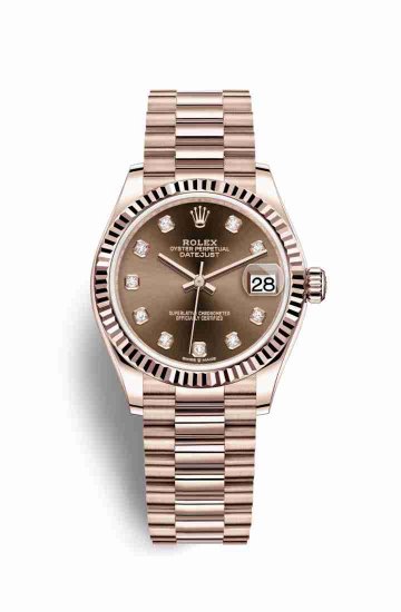 Swiss Replica Rolex Datejust 31 Everose gold 278275 Chocolate diamonds Watch - Click Image to Close