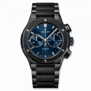 Swiss Replica Hublot Classic Fusion Chronograph Ceramic Blue Bracelet 45mm 520.CM.7170.CM