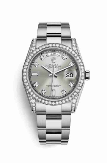 Swiss Replica Rolex Day-Date 36 diamonds 118389 Silver diamonds Watch - Click Image to Close