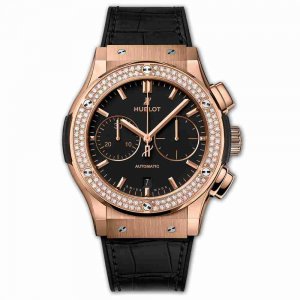 Swiss Replica Hublot Chronograph King Gold Diamonds 45mm Classic Fusiones 521.OX.1181.LR.1104