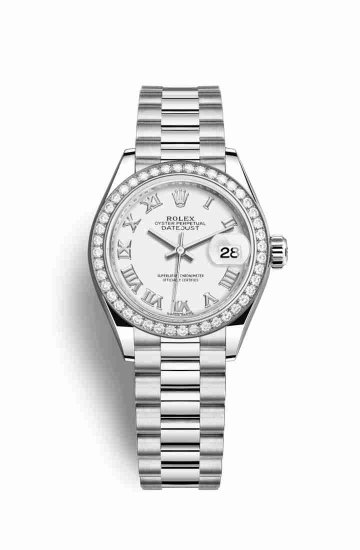 Swiss Replica Rolex Datejust 28 Platinum 279136RBR White Dial Watch - Click Image to Close