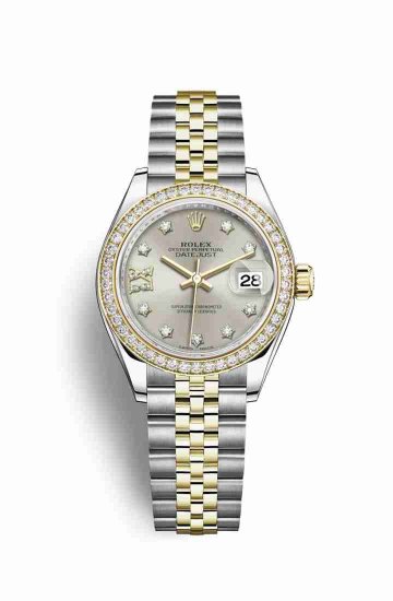 Swiss Replica Rolex Datejust 28 Yellow 279383RBR Silver diamonds Watch - Click Image to Close