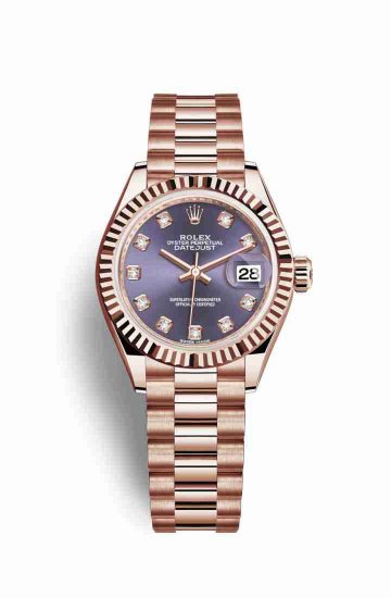 Swiss Replica Rolex Datejust 28 Everose gold Aubergine diamonds m279175-0019 - Click Image to Close