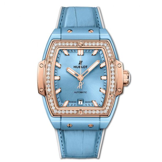 Copy Hublot Spirit Of Big Bang Light Blue Ceramic King Gold Diamonds - Click Image to Close