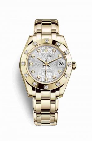 Swiss Replica Rolex Pearlmaster 34 81318 Silver Jubilee diamonds Watch