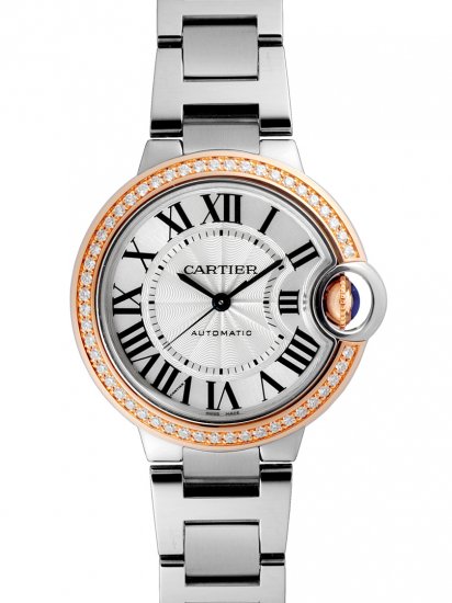 Cartier Ballon Bleu Silver Dial Stainless Steel Diamond Ladies r - Click Image to Close