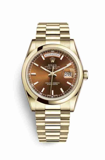 Swiss Replica Rolex Day-Date 36 118208 Cognac Dial Watch - Click Image to Close