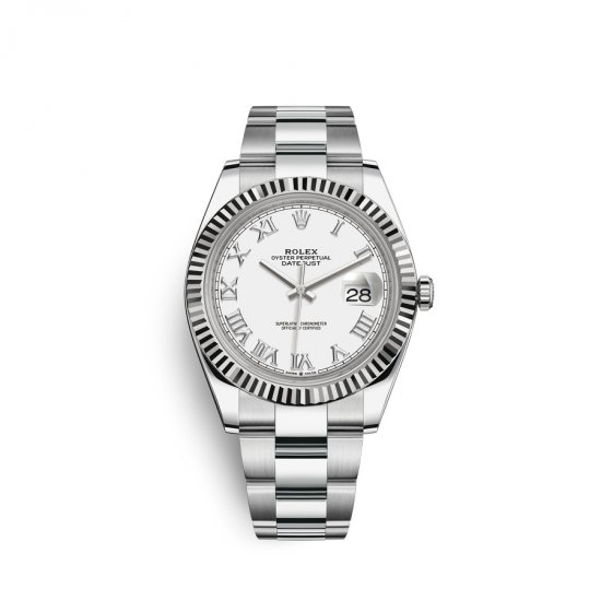 Fake Rolex Datejust 41 Oystersteel 18 ct white gold M126334-0023 White Dial Watch - Click Image to Close