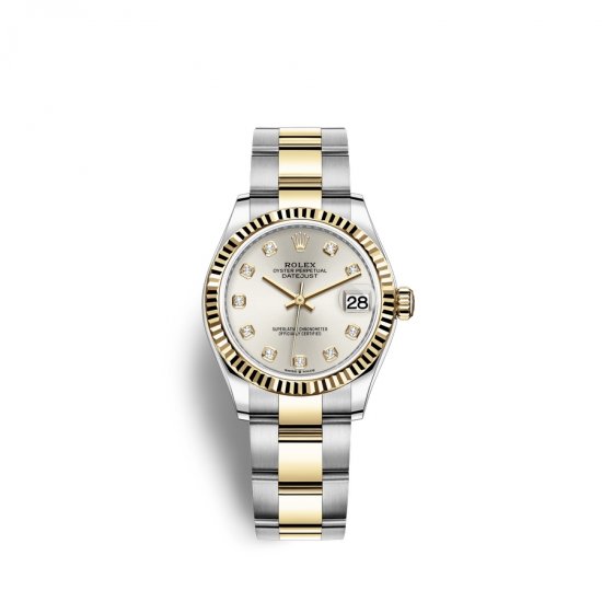 Fake Rolex Datejust 31 Oystersteel 18 ct yellow gold M278273-0019 Silver set with diamonds Dial Watch - Click Image to Close