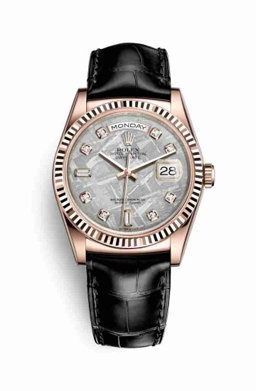 Swiss Replica Rolex Day-Date 36 Everose gold 118135 Meteorite diamonds Watch - Click Image to Close