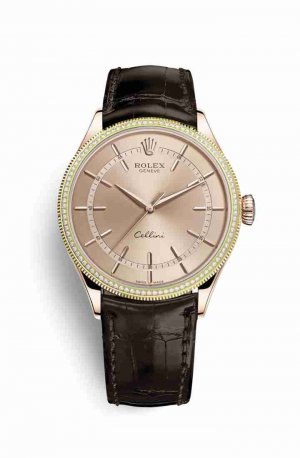 Swiss Replica Rolex Cellini Time Everose gold 50605RBR Pink Dial Watch