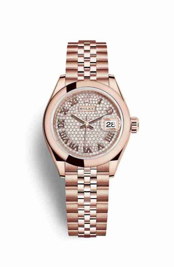 Swiss Replica Rolex Datejust 28 Everose gold Diamond-paved Dial m279165-0024 - Click Image to Close