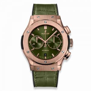 Swiss Replica Hublot Classic Fusion Chronograph Green King Gold 45mm 521.OX.8980.LR