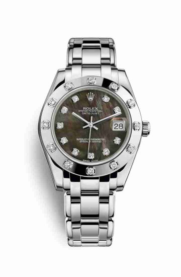 Swiss Replica Rolex Pearlmaster 34 81319 Black mother-of-pearl diamonds Watch - Click Image to Close